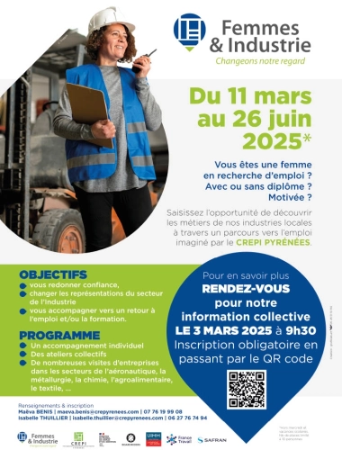 Parcours vers l'emploi imaginé par CREPI PYRÉNÉES- Vous êtes une femme en recherche d'emploi ? Avec ou sans diplôme ? Motivée ?