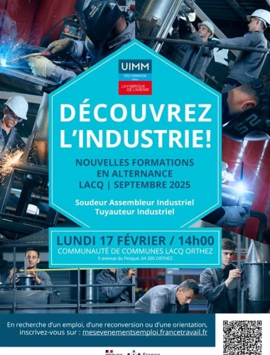 Le Pôle Formation Adour vous présente ses formations en CONTRAT EN ALTERNANCE : Tuyauteur industriel (H/F), Soudeur assembleur industriel (H/F)